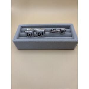 "W" Initial Monogram SWANK Cufflinks tie clip set Vintage
